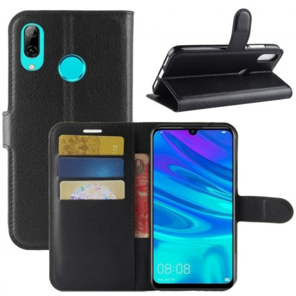 Huawei P30 lite / nova 4e musta suojakotelo Litchi