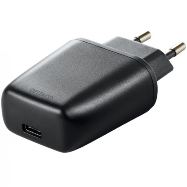 DELTACO 3A, 15 W, USB-C seinälaturi, 5V, USB, musta