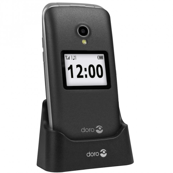 Doro 2424, 3 Mpix, Bluetooth 3.0, 2.4", 800mAh, harmaa, GSM senioripuhelin kahdella näytöllä