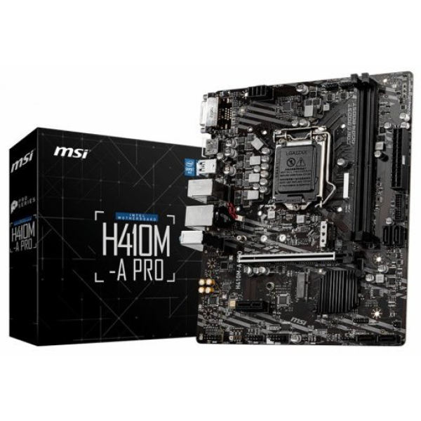 MSI H410M-A PRO Socket 10th gen Intel 1200 mATX MB 2x DDR4 up to 2933 MHz 4x SATA 6Gb/s 1x M.2 4x USB 3.2