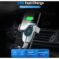 Puhelimen autoteline 15W langattomalla latauksella, Qi, kiinnitys tuuletinritilään, W25 ROCK