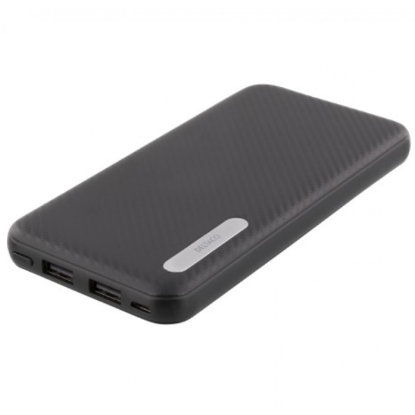 DELTACO Power Bank, varavirtalähde, 10000mAh, 2,1A, 37Wh, musta