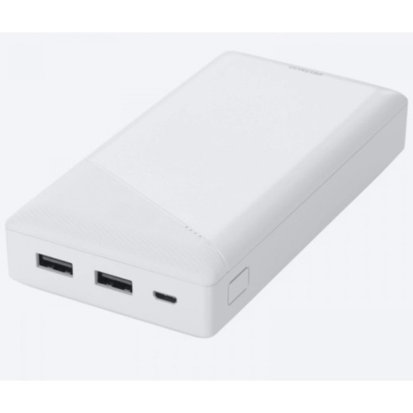 DELTACO varavirtalähde, 20000mAh, 2x USB-A ja 1x micro usb ulos, valkoinen