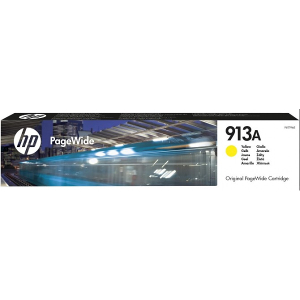 HP 913A, Keltainen, alkuperäinen PageWide mustepatruuna, malleihin PageWide 352, MFP 377, PageWide Managed MFP P57750, P55250, PageWide Pro 452, 477, 552
