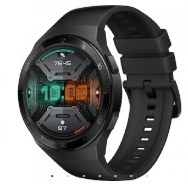 Käytetty, HUAWEI WATCH GT2e musta, musta ranneke. Akun kesto jopa 2 viikkoa, takuuta 10kk