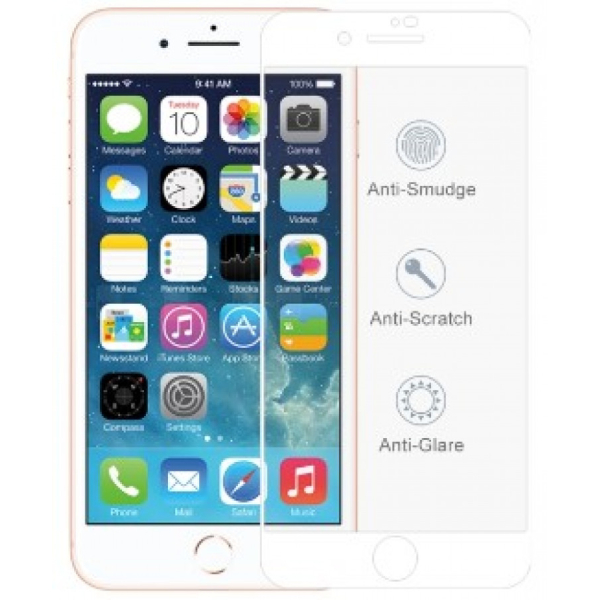 Apple iPhone 6 / 6S / 7 / 8 valkoinen reunus panssarilasi