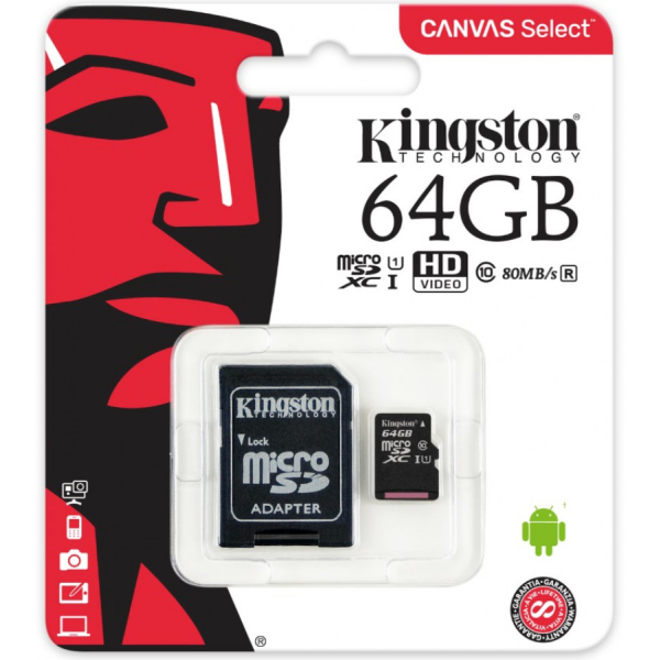 Kingston 64GB MicroSD muistikortti Class 10