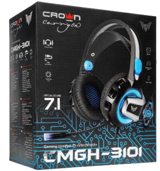 Pelikuulokkeet 7.1 USB CMGH-3103 PC CrownMicro sininen LED - Image 2