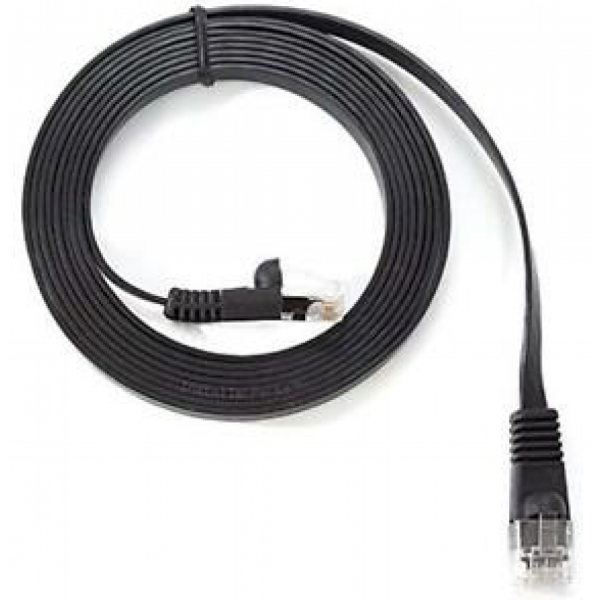 Litteä Verkkojohto CAT 6 15M Musta