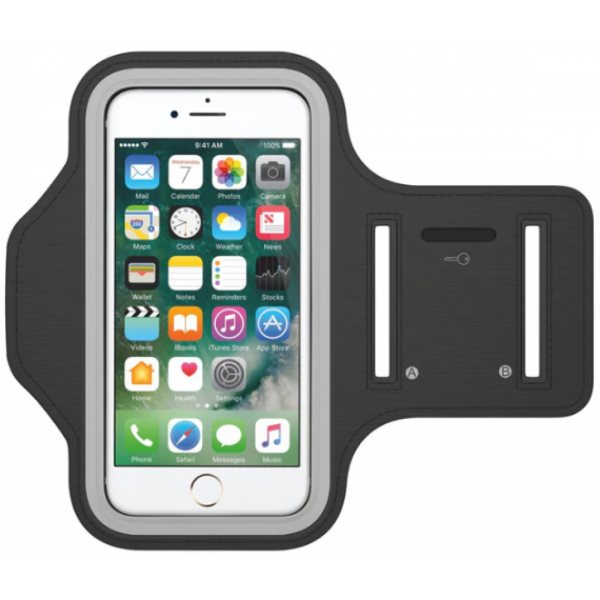 Käsivarsiremmi Yleismalli 4,3" - 5,1" Musta / Heijastin