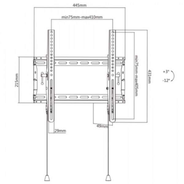 DELTACO OFFICE erikoissuuren näytön seinäkiinnike, 32" - 70", 70 kg, kallistus, kokoon taittuva - Image 2