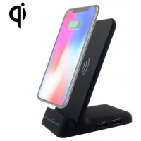 10W QI Pystymalli Langaton laturi + 2xUSB HongS