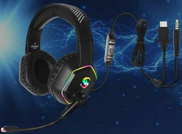 Gaming Headset RGB LED 3.5mm PC PS4 Xbox One Kubite K-15 Musta - Image 5