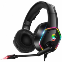 Gaming Headset RGB LED 3.5mm PC PS4 Xbox One Kubite K-15 Musta