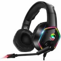 Gaming Headset RGB LED 3.5mm PC PS4 Xbox One Kubite K-15 Musta
