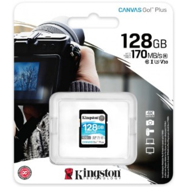 Kingston Canvas Go! Plus 128GB SDXC Class 10 170MB/s muistikortti