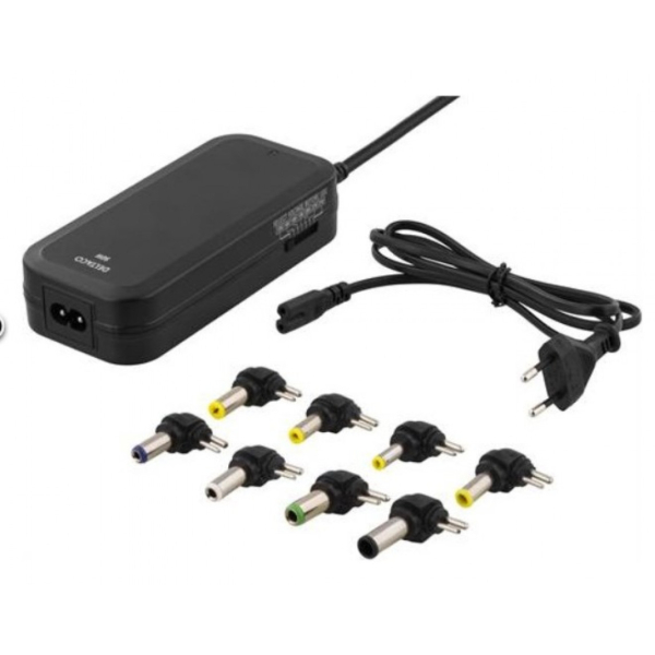 DELTACO virta-adapteri - AC / USB  AC/USB, AC 100-240 V, 90 Watt, output connectors: 2, musta