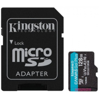KINGSTON 128GB microSDXC, luku 170 MB/s, kirjoitus 90 MB/s, Canvas Go Plus 170R A2 U3 V30 Card