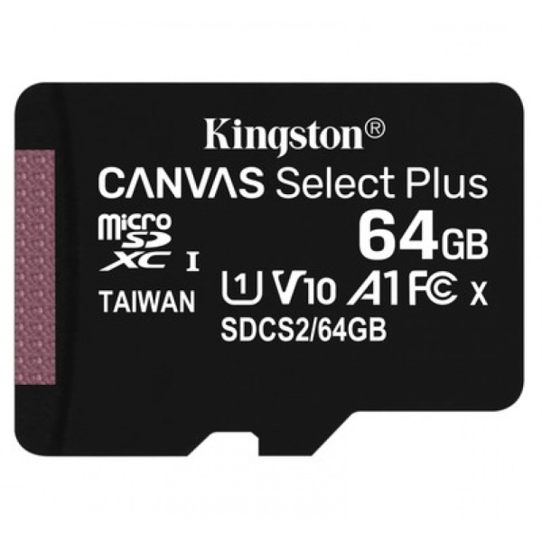 Kingston 64 Gt 100R/85W Canvas Select Plus, UHS-I Class 10 MicroSDXC -muistikortti