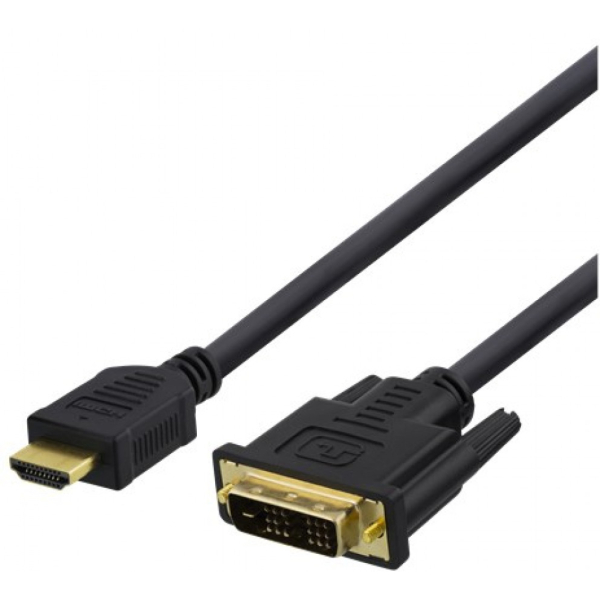 HDMI - DVI-kaapeli, 2 m, Full HD, musta, deltaco