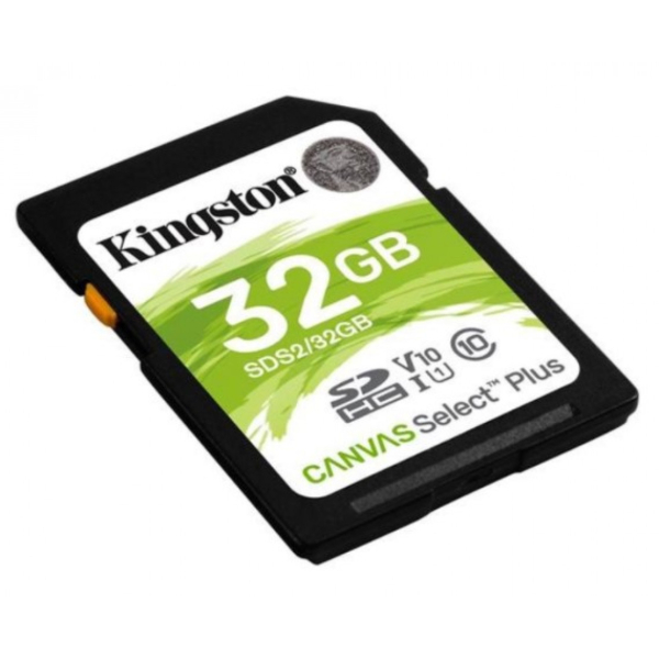 Kingston Canvas Select Plus SDHC UHS-I - 32GB SDHC flash card, UHS-I Class 1 / Class 10 / Video Class V10, Data rate: 100 MBps (read) / 100 MBps (write), 32 GB