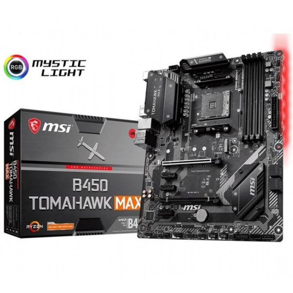 MSI B450 TOMAHAWK MAX, AM4, 4 x DDR4, DVI/HDMI, emolevy