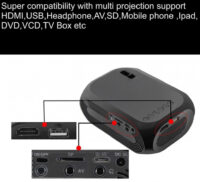Alternative view of Videotykki 1920x1080 800 lumenia LCD Mini projektori, tuki HDMI / SD / USB / AV (musta) BLJ-111
