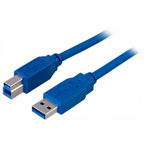Deltaco USB 3.0 kaapeli A-B u-u 0,5m sininen