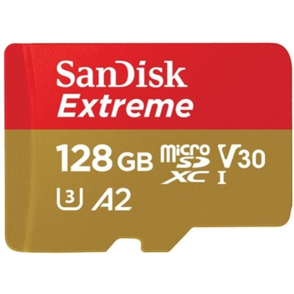 Sandisk Extreme microSDXC 128GB muistikortti + SD adapteri 4K UHD