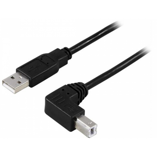 Deltaco USB 2.0 kaapeli A u - kulma B u 0,5m