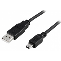 Deltaco 1m USB 2.0 kaapeli A-tyyppi uros - Mini B-tyyppi uros