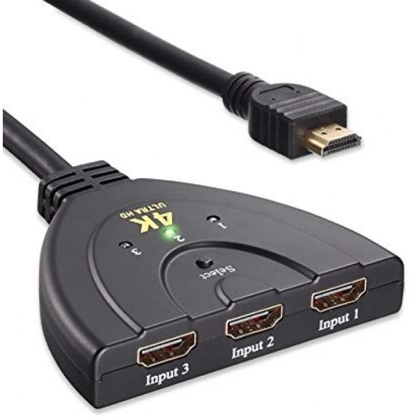 Smartte HDMI jakaja, 3 sisään ja 1 ulos, 1080p / 2k / 4k