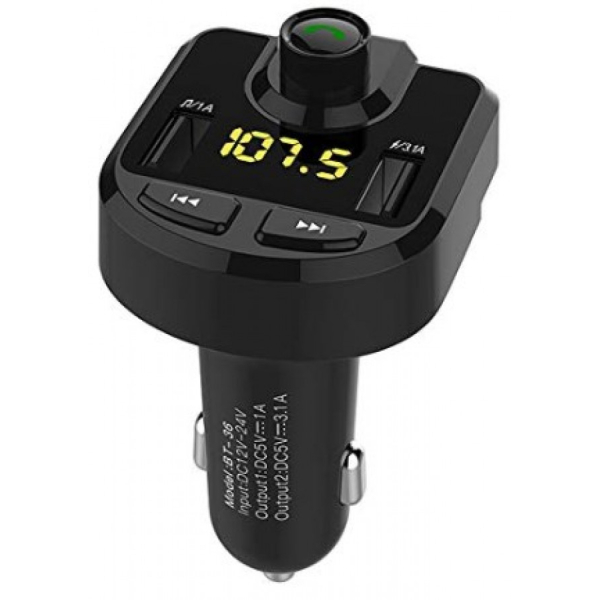 Bluetooth FM Transmitter Dual USB Port Car Charger QC3.0 3.1A