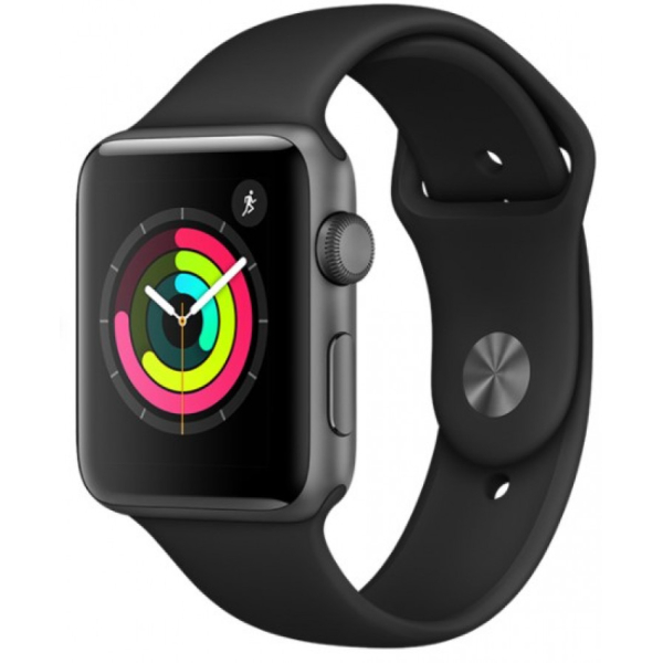Käytetty takuu 1kk Apple Watch Series 2 GPS, 38mm Tähtiharmaa alumiinikuori ja musta urheiluranneke