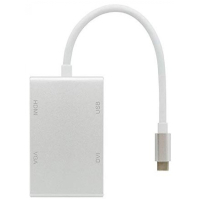 USB-C HUB HDMI VGA DVI USB-A Adapter 4 in 1