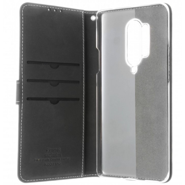 ONEPLUS 8 PRO musta, aitoa nahkaa, Insmat EXCLUSIVE FLIP CASE