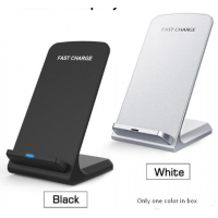 Quick Charge 10W Wireless Fast Charger black, 2 Coils Stand Pad Qi