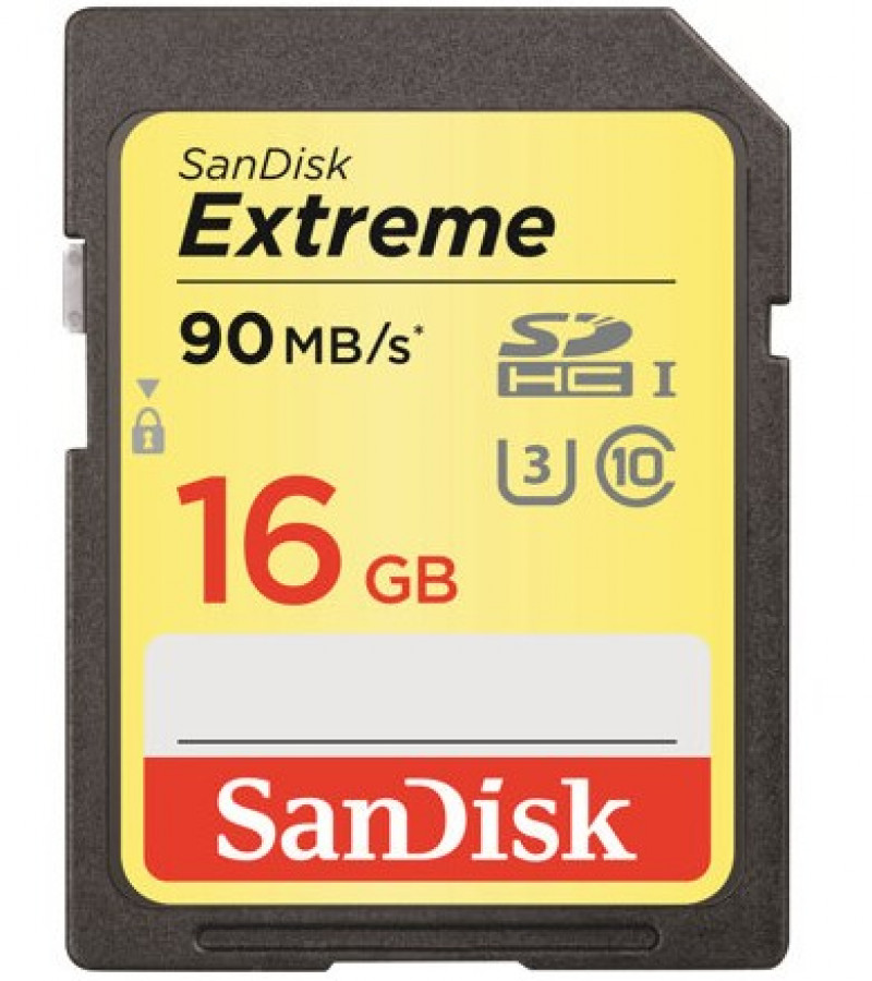 SANDISK Extreme 16GB SDHC UHS-I U3 Card Class10 90MB/s