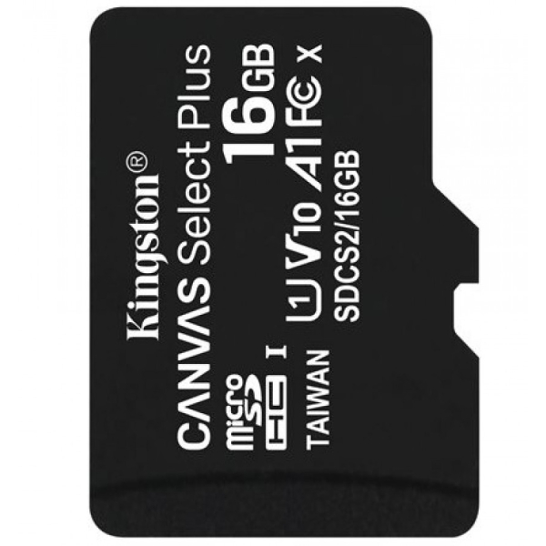 KINGSTON 16GB micSDHC Canvas Select Plus 100R A1 C10 Single Pack w/o ADP