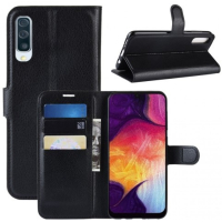 Samsung Galaxy A50 musta suojakotelo, Litchi