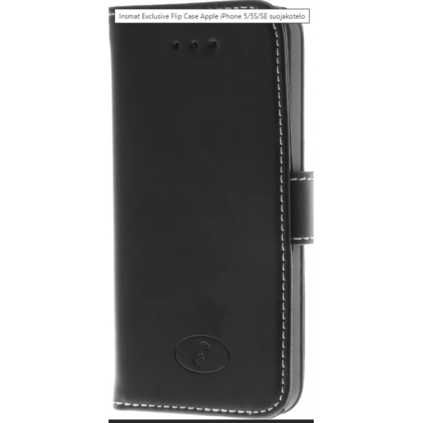 Insmat Exclusive Flip Case Apple iPhone 5/5S/SE suojakotelo musta AITOA NAHKAA