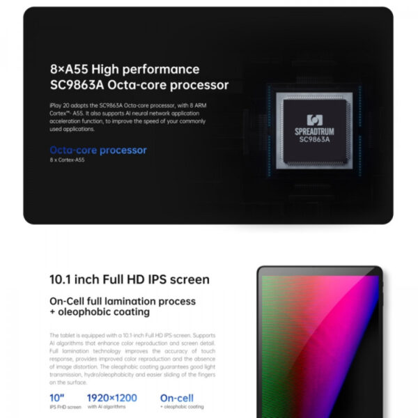 ADC iPlay 20, 4/64GB, 4G+WiFi, 10,1" FHD+, 6000mAh, 8-ydin 1.6GHz, GPS & FM & Bluetooth, Dual Band WiFi & Dual SIM, AllDoCube - Image 6