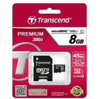 TRANSCEND MICROSDHC 8GB W/A 45M  CL10 U1