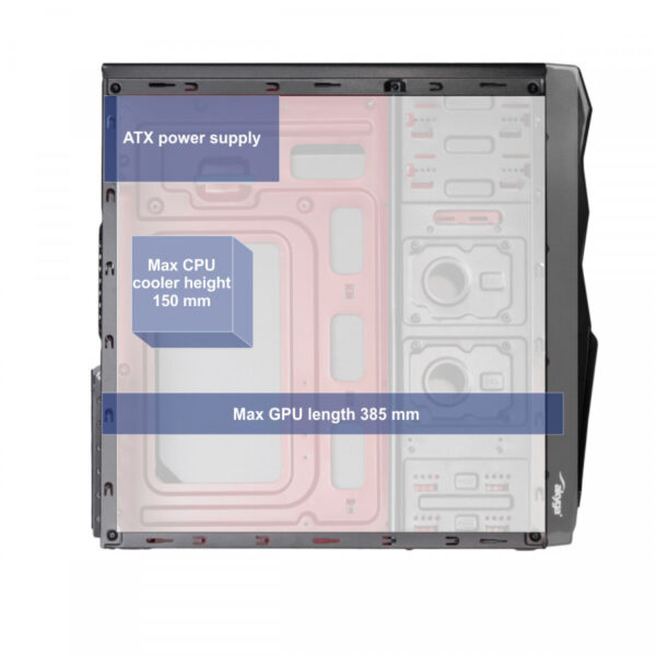 Akyga AK995 Musta Midi ATX kotelo - Image 3
