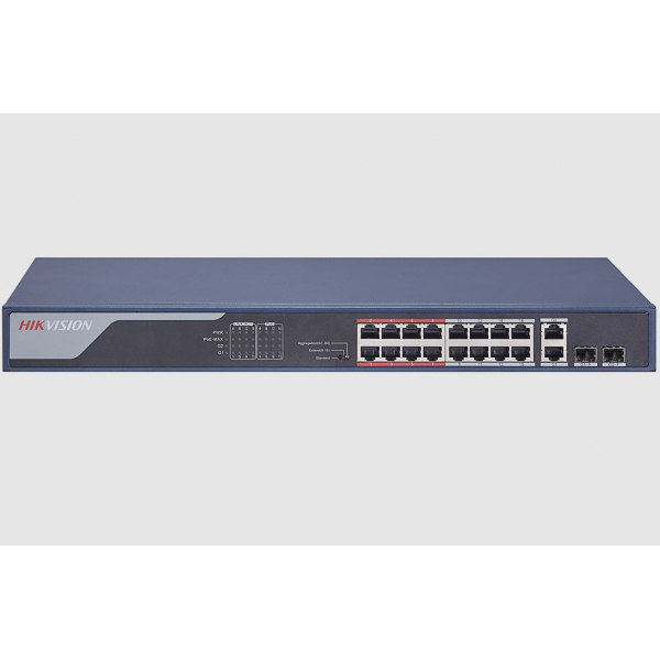 Hikvision 16-porttinen POE kytkin / reititin 30W/230W, jopa 300m, Unmanaged PoE Switch DS-3E0318P-E(B)