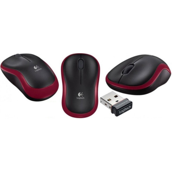 Logitech M185 langaton hiiri, 3 näppäintä 1000DPI, punainen