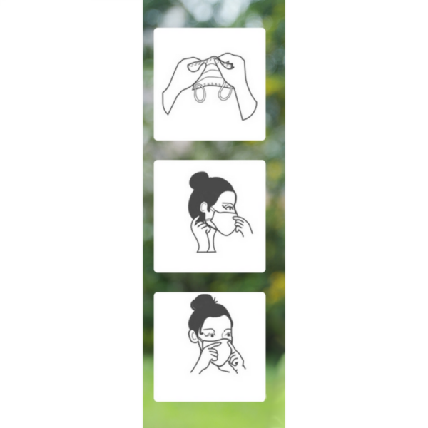 50kpl suu-nenäsuojusta paketissa, 3-kerroksinen materiaali ja muotoiltava nenäkappale sekä korvien taakse asetettavat kumilenkit. - Image 2