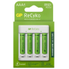 GP Laturi + 4x AAA 850mAh NiMH akkuparisto, laturi lataa myös AA paristot