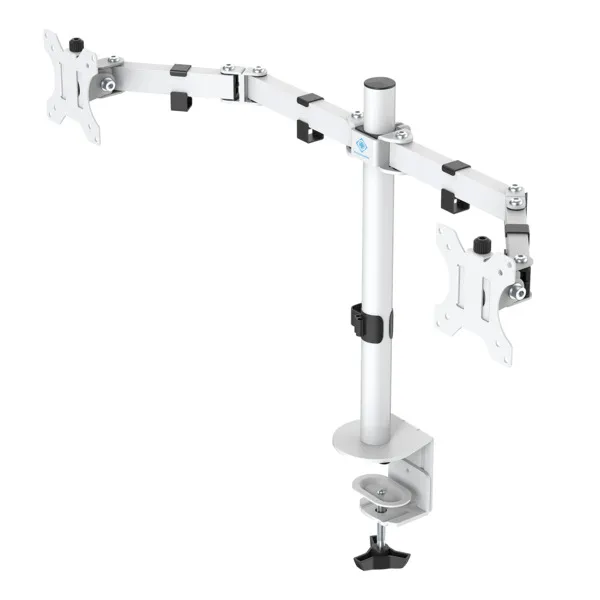DELTACO pöytäteline kahdelle näytölle 13-32", 8 kg, VESA 75/100, GAM-040-W - Image 2