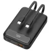 Deltaco varavirtalähde 10 000 mAh, 2 kiinteää USB-C-kaapelia, PD 20 W, musta